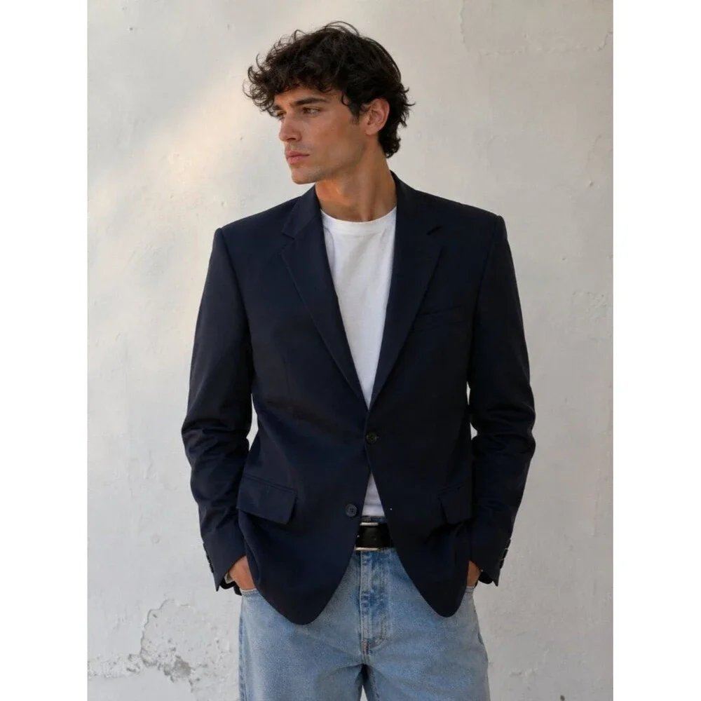 Vintage Alain Dupetit Paris Navy Blazer 48R 42W Men’s Suit Jacket Classic Wool